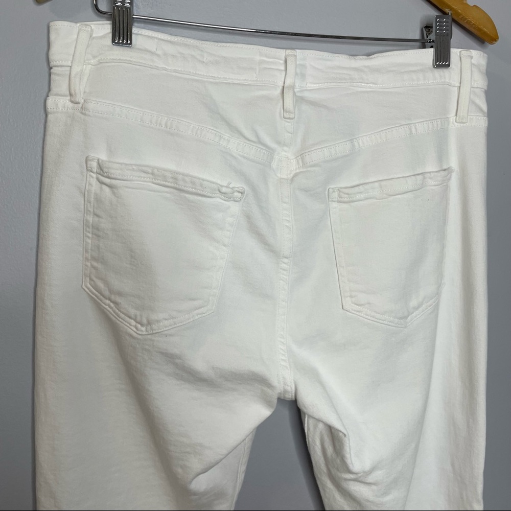 Frame Le Beau Ripped Straight Leg Boyfriend Jeans In Blanc Drive Rips - Picture 6 of 9